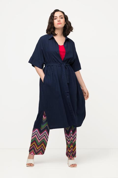 Produktbild Ulla Popken Midikleid, Leinenmix, Hemdkragen, Gürtel, Halbarm (50, 52)