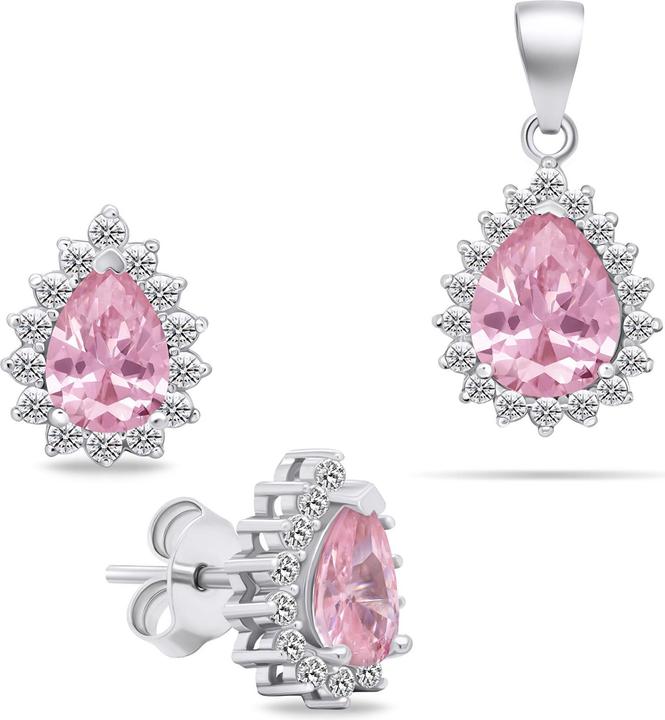 Brilio Charming Silver Jewelry Set with Zircons SET226WP (Earrings, Pendant)