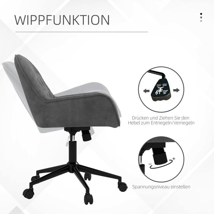 Image du produit Vinsetto Chaise de bureau réglable en hauteur avec fonction bascule et roulettes