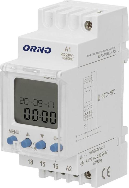 Immagine prodotto Orno Timer elettronico, 52 programmi, 3 lingue di menu, 2 moduli, DIN TH-35mm OR-PRE-433
