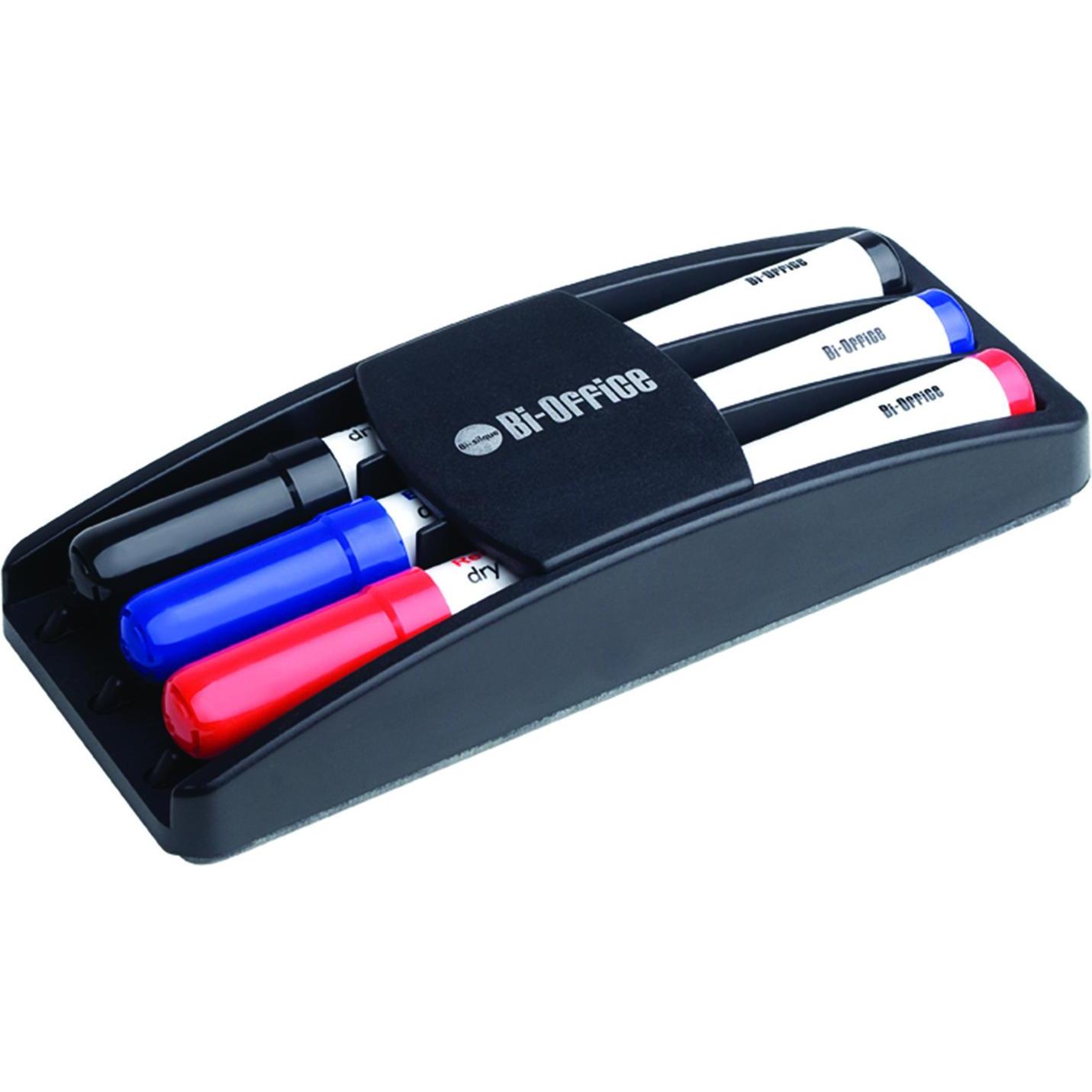 Bi-Office, Marker, Set aus nicht magnetischen Schwämmen und 3 Markern (Mehrfarbig)