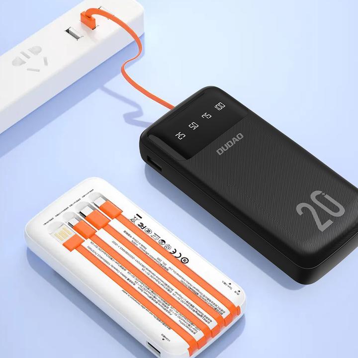Image du produit Dudao Capacité Charger avec 3 câbles intégrés (20000 mAh, 10 W, 74 Wh)