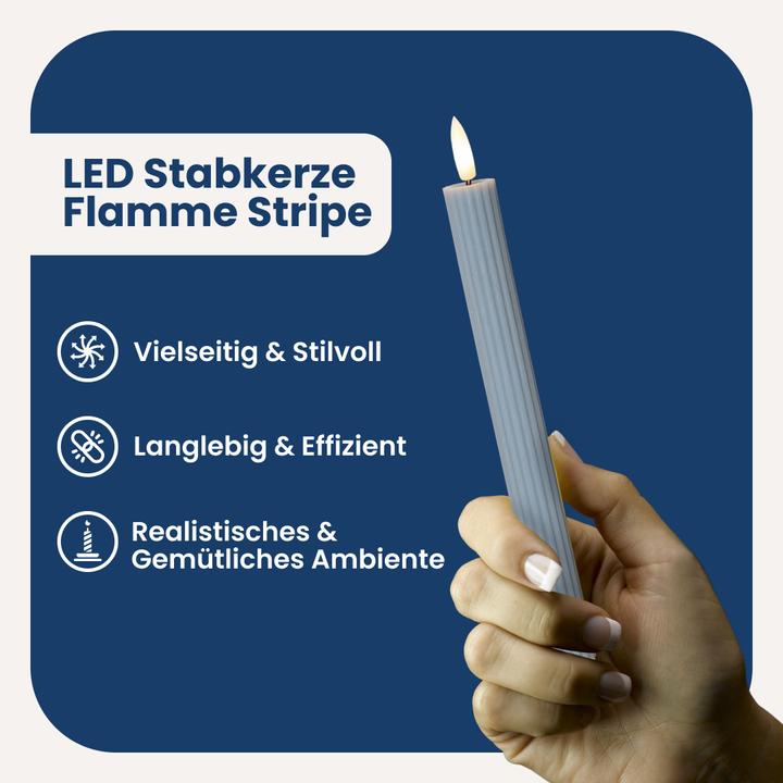 Produktbild Star Trading LED Dinner Kerze 2P Flamme Stripe (2 x)