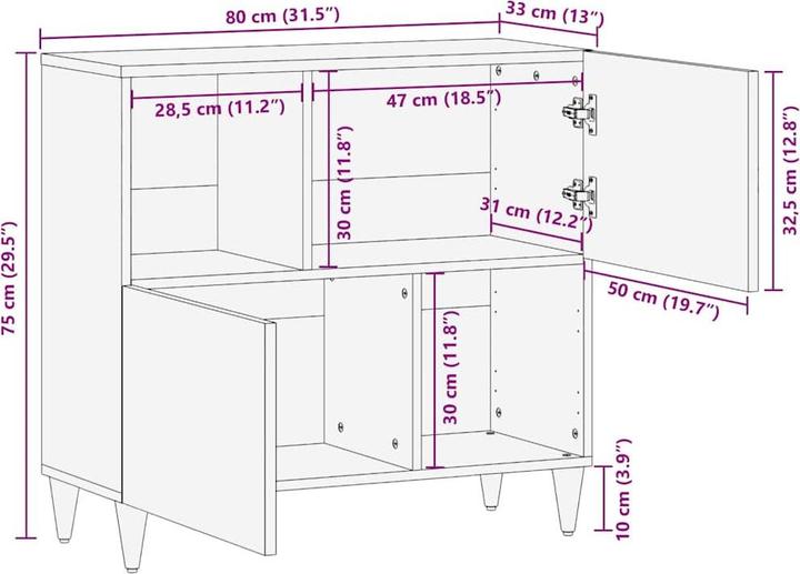 Immagine prodotto VidaXL Sideboard (80 x 33,5 x 75 cm)