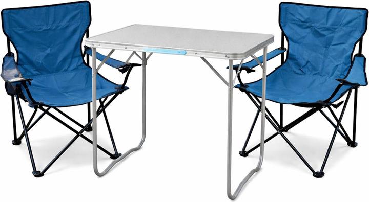 Mojawo 3-teiliges Campingmöbel Set XL Tisch Campingstühle/Anglerstühle Blau