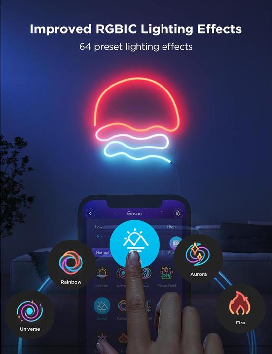 Actual product image Govee 5M Neon Preinstalled Strip Light in crisp white (Multicoloured, 500 cm, Indoor, Outdoor)