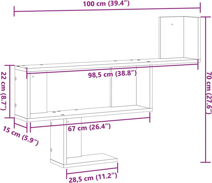 Valori nutrizionali e ingredienti vidaXL Scaffale a muro (100 x 15 x 70 cm)
