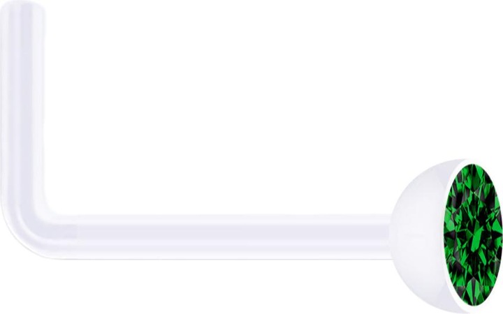 Produktbild Star Piercing Nasenstecker gewinkelt transparent mit Kristall grün (ohne Messing, Bioflex)