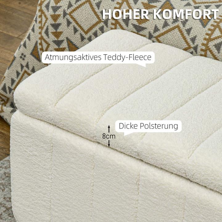 Image du produit Homcom Sitztruhe Polyester, Eukalyptusholz Cremeweiss (45 cm)