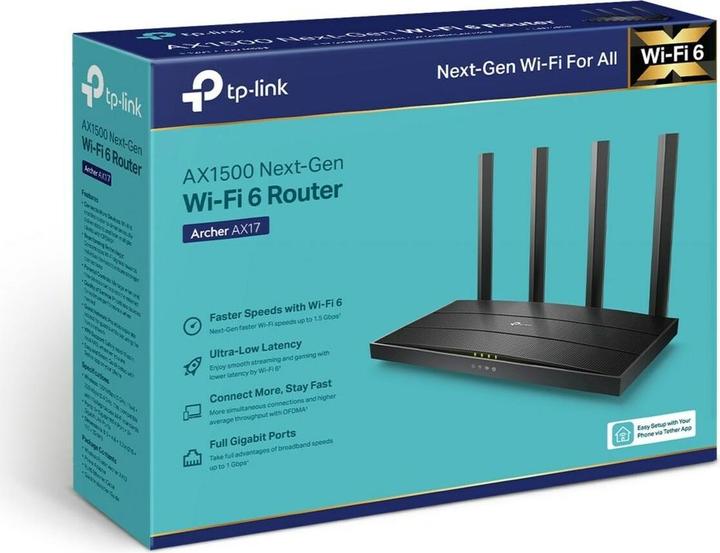 Produktbild TP-Link WRL ROUTER 1500MBPS/ARCHER AX17