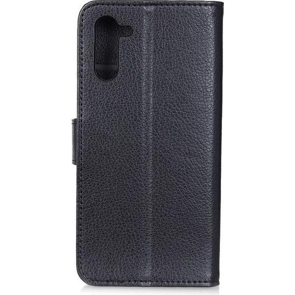 MU Classic Litchi Leder Bookcover Series (Realme 6 Pro), Smartphone Hülle, Schwarz