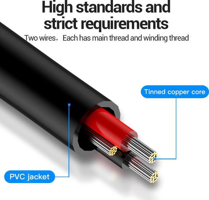 Produktbild Vention BACBJ Male TRS 3.5mm to 2x Male 6.35mm Audio Cable 5m Black (5 m)