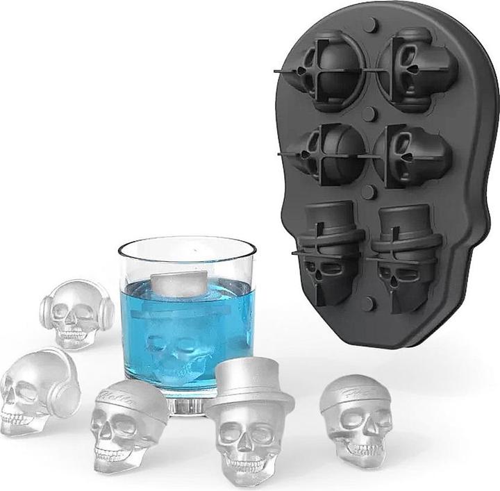 Actual product image Metamorph Mit der Eiswürfelform aus Silikon für sechs Steampunk Totenschädel gelingen dir schaurige Eiswürf...
