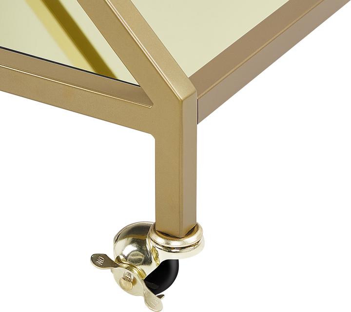 Image du produit Beliani Chariot de service métal doré effet miroir 2 étages IVERA