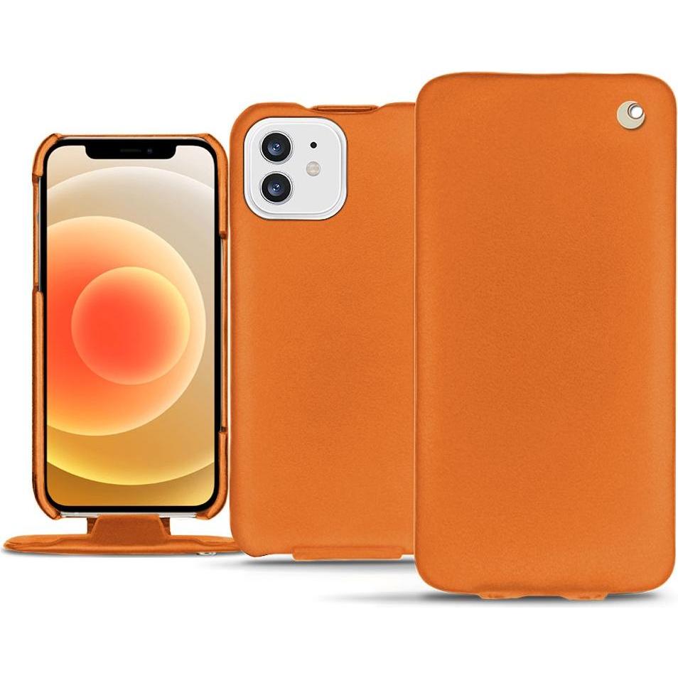 Noreve Lederschutzhülle vertikal (Apple iPhone 12), Smartphone Hülle, Orange