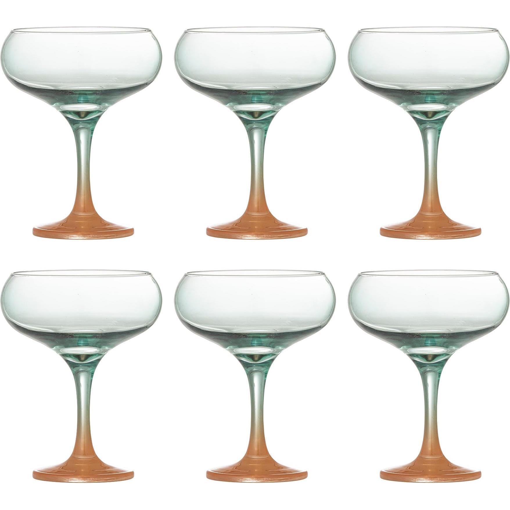 Bloomingville - Signe Cocktail Glass - Multi, Bicchieri da cocktail, Arancia, Verde, Multicolore, Marrone, Turchese