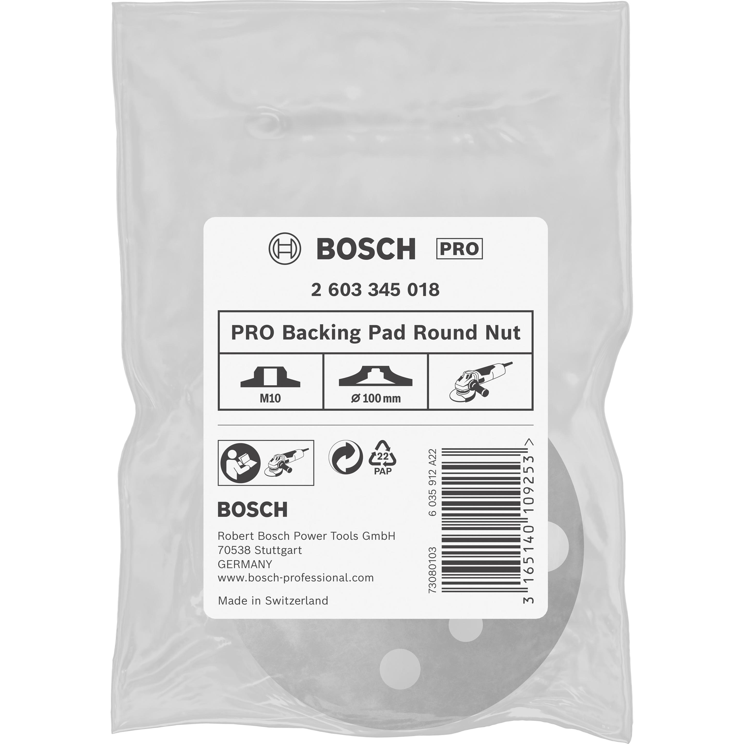 Thumbnail - Bosch Professional Zubehör, Schleifmittel, PRO Backing Pad Round Nut, M10, 100 mm