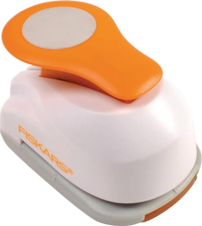 Produktbild Fiskars Motivlocher M ""Kreis"", weiss / orange Hebelstanzer zum Gestalten von Grusskarten, Einladungskarten