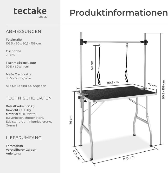 Produktbild tectake Trimmtisch (Hund)