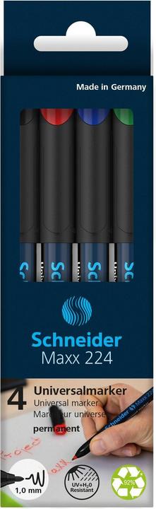 Immagine prodotto Schneider Marcatore OHP Maxx permanente, M, caso di 4: rosso, blu, verde, nero (4 x)