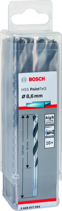 Produktbild Bosch Professional Zubehör Metallspiralbohrer HSS PointTeQ, DIN 338, 8,6 mm, 10er-Pack (8.6 mm)