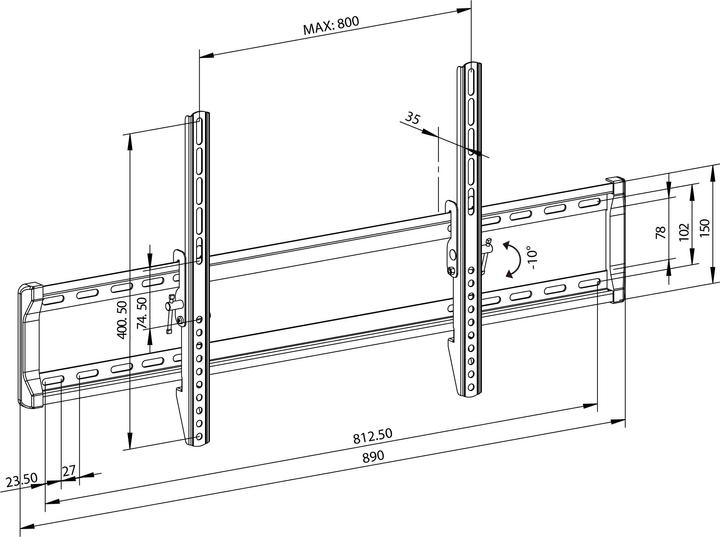 Actual product image Montiss MT077 (Wall, 65 kg, 42" - 85")