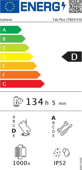 Energie-Label Lenovo TB351FU (nur WLAN, 11.50", 256 GB, Luna Grey)