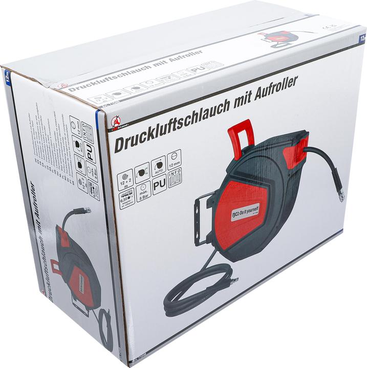 Actual product image BGS Retractable Air Hose Reel Automatic 12 m + 2 m