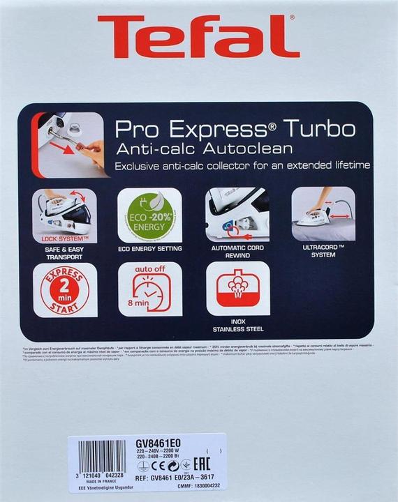 Actual product image Tefal GV8461 Pro Express Turbo Autoclean (2200 W, 260 g/min)