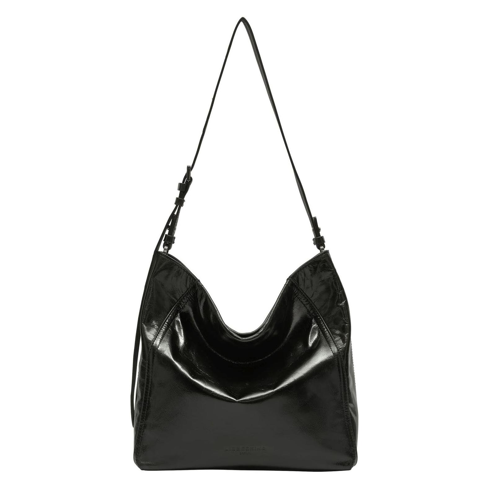 Liebeskind Berlin, Vrouwen, Handtas, Hobo Geräumige Schultertasche Aus Leder, Zwart