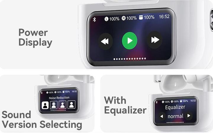 Actual product image Yesido TWS29 (ANC&ENC) Bluetooth 5.3 LCD-Kopfhörer, 360 mAh, Weiss (ANC, Wireless)