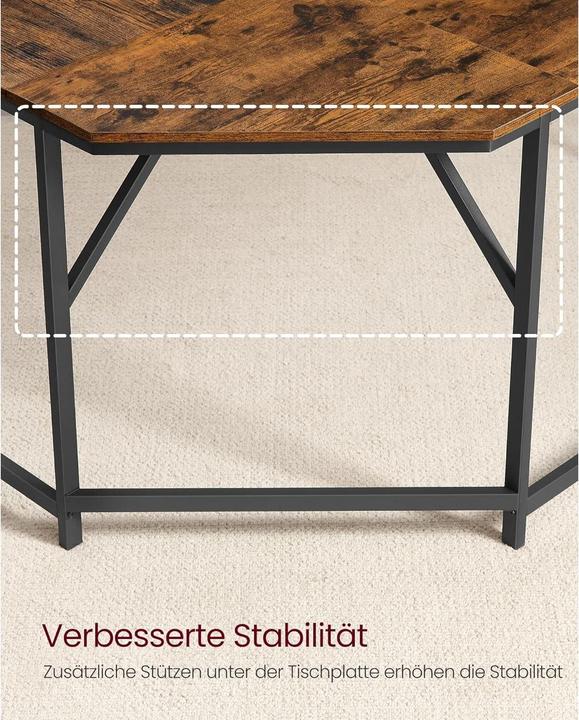 Actual product image Vasagle Desk brown L-shaped, O-leg frame black 149.0 x 50.0 cm (149 x 149 x 76 cm)