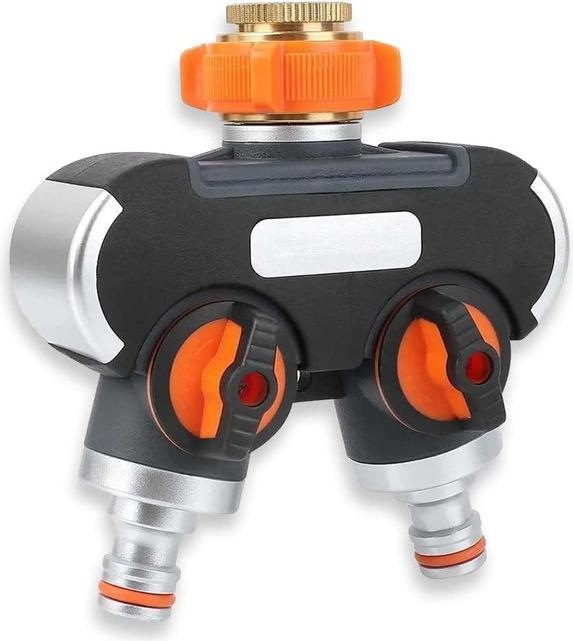 Produktbild Hermex Garten 2-Wege-Wasserverteiler Wasserhahnadapter Wasserhahn-Splitter (2 Wege Verteiler, 101.60 mm)