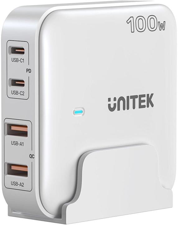 Produktbild Unitek GaN Netzwerk-Ladegerät - P1229AWH01-EU | 100W 2x USB-C 2x USB-A (100 W)