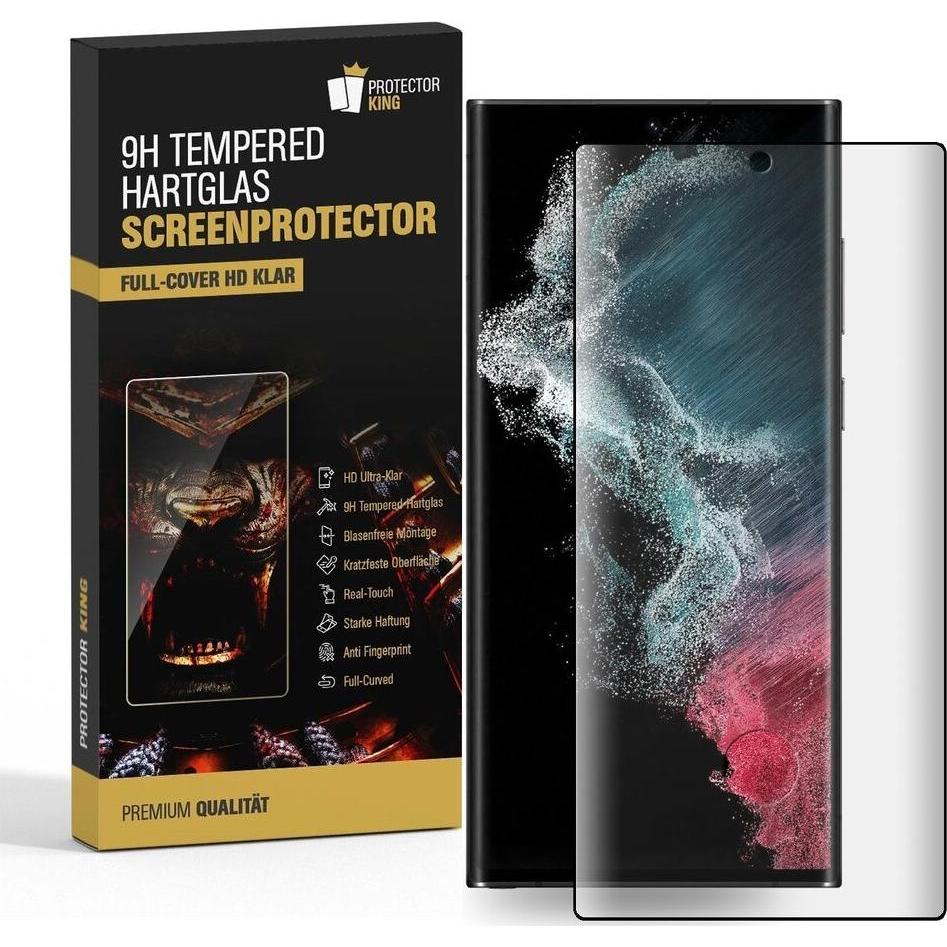 Protectorking 2x echtes Tempered 9H Panzerhartglas 3D KLAR (2 Stück, Samsung Galaxy S22 Ultra), Smartphone Schutzfolie
