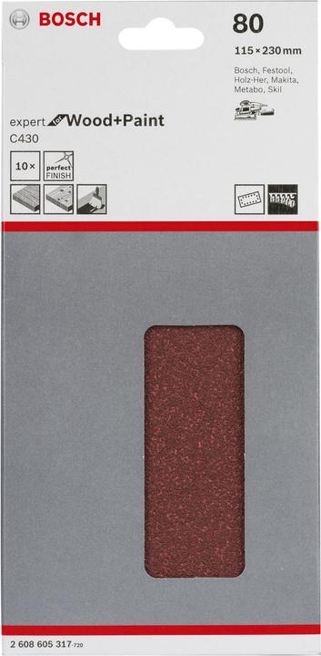 Image du produit Bosch Professional Zubehör Feuille abrasive C430 (80)