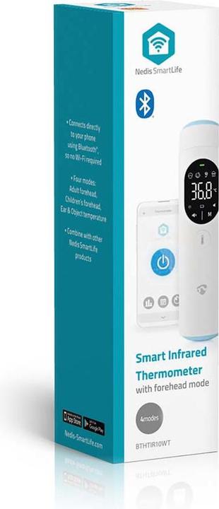 Image du produit Nedis Thermomètre infrarouge SmartLife | Indicateur LED | Oreille / Front | Blanc (Auriculaire, Front)