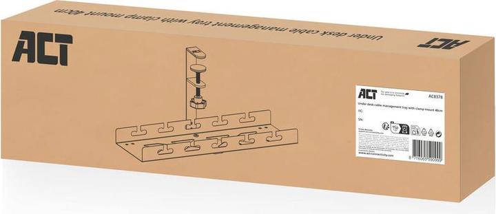 Actual product image ACT Under-desk cable management tray with clamp mount, 40cm