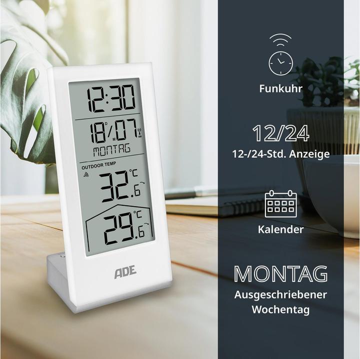 Image du produit ADE Wetterstation mit Funk-Aussensensor Weiss, Funktionen