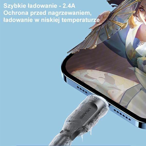 Image du produit Usams Câble lightning Fast Charging 2,4A Lithe Series 1,2m czarnyblack SJ565USB0 (1.20 m, USB 3.0)