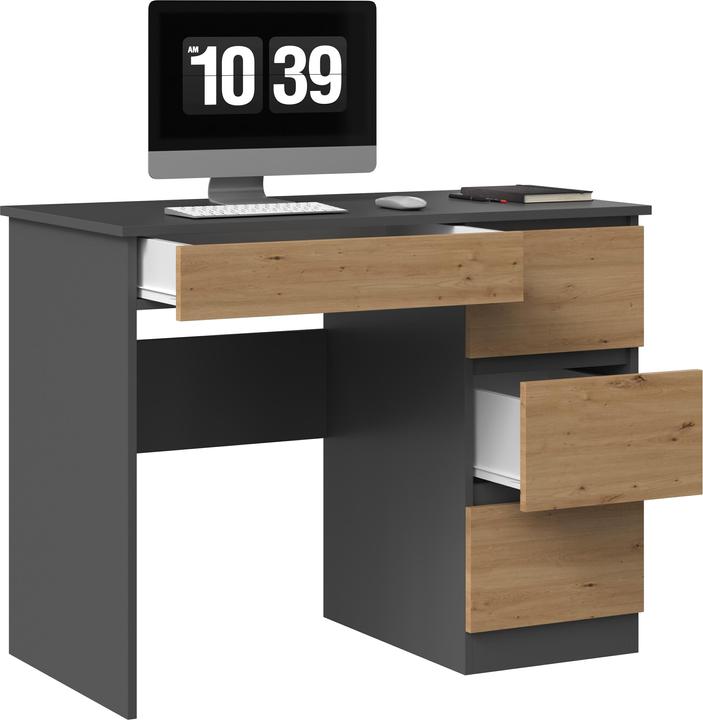 Produktbild Topeshop Schreibtisch MIJAS RIGHT 98x51x76 cm Anthrazit/Artisan (98 x 51 x 76 cm)