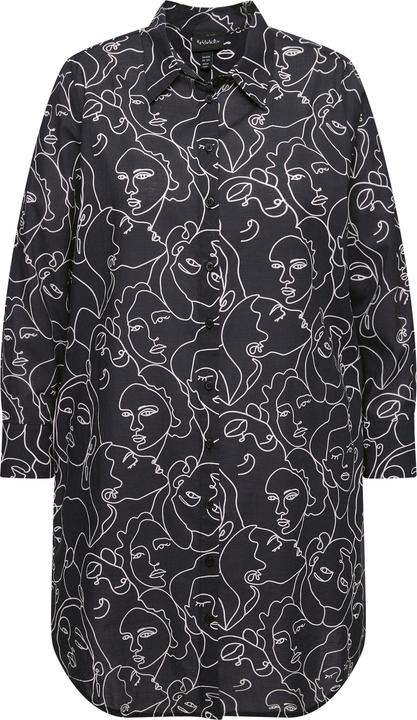 Produktbild Ulla Popken Longbluse, Gesichter, A-Linie, Hemdkragen, Langarm (50, 52)