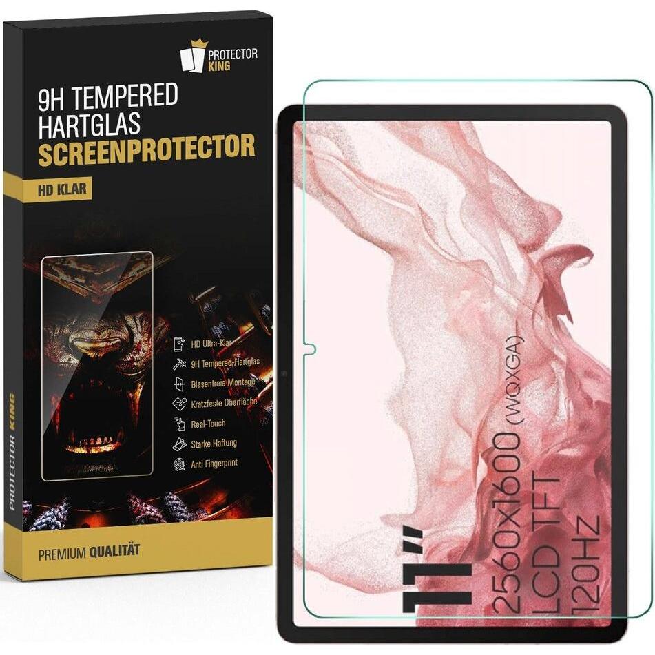 Protectorking 2x echtes Tempered 9H Panzerhartglas 3D KLAR (2 Stück, Galaxy Tab S8), Tablet Schutzfolie