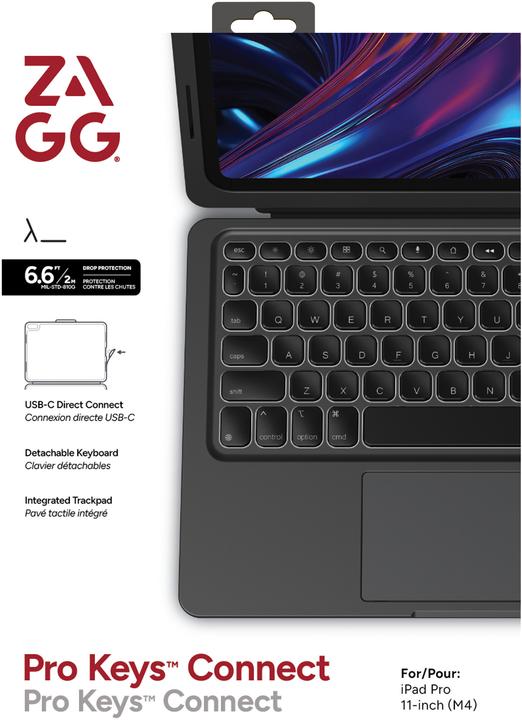 Image du produit Zagg PRO KEYS - iPad Tastatur (CH, Apple iPad Pro 11 2024, Apple iPad Pro 11 2025)