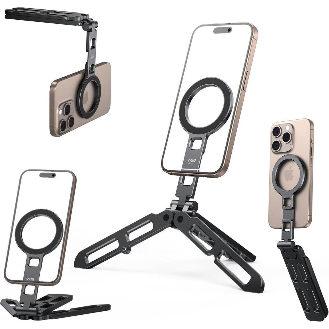 Vrig Statyw Grip Stojak 3w1 Metal Uchwyt Na Telefon Obrót 360 Magnes Magsafe / Mg-21, Accessori per smartphone