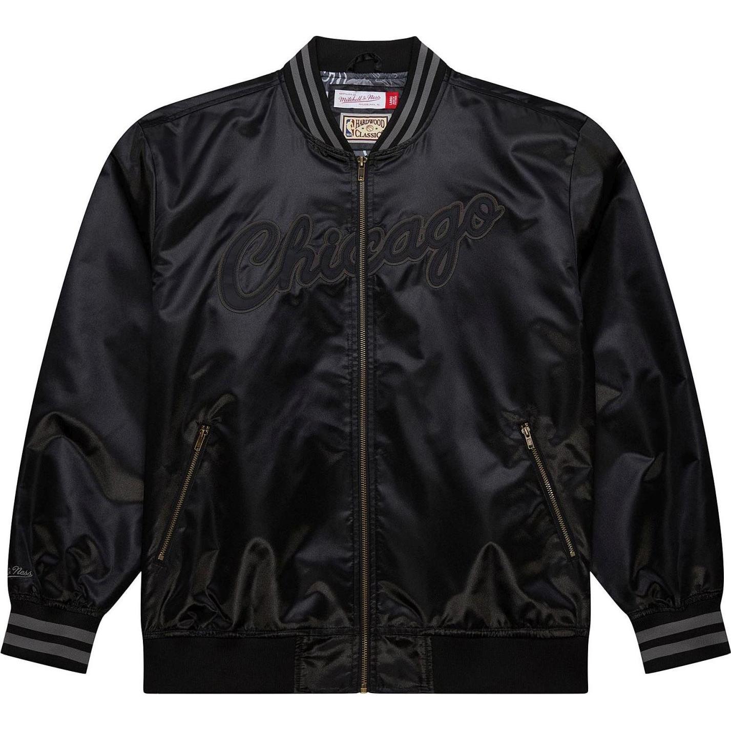 Mitchell & Ness, Herren, Jacke, M&N Satin Bomber Jacke - STATESIDE Chicago Bulls schwarz - L (L), Schwarz, L