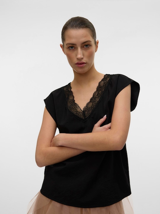 Image du produit Vero Moda Vmsafa Sl V-Neck Lace Top Wvn Ga Noos (M)
