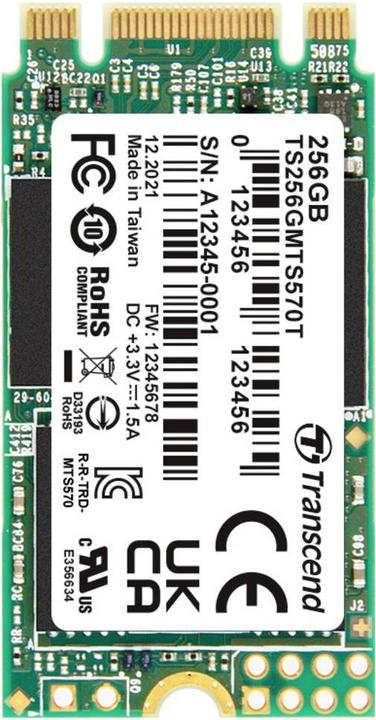 Actual product image Transcend 256 GB Interne M.2 SATA SSD 2242 TS256GMTS570T-VS1 (256 GB, M.2 2242)