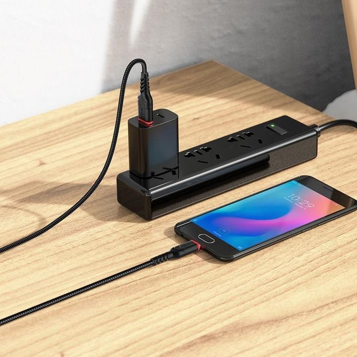 Actual product image Hoco - Data Cable Victory (X59) - USB-A to Micro-USB, 12W, 2.4A, 1.0m - Black (1 m, USB 3.0, 12 W)