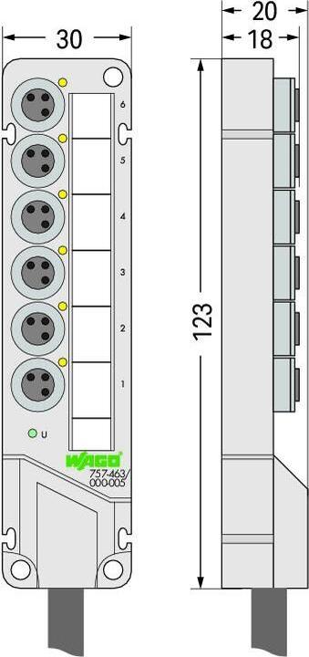 Produktbild Wago Sensor/Aktorbox passiv M8-Vert (Verteiler)